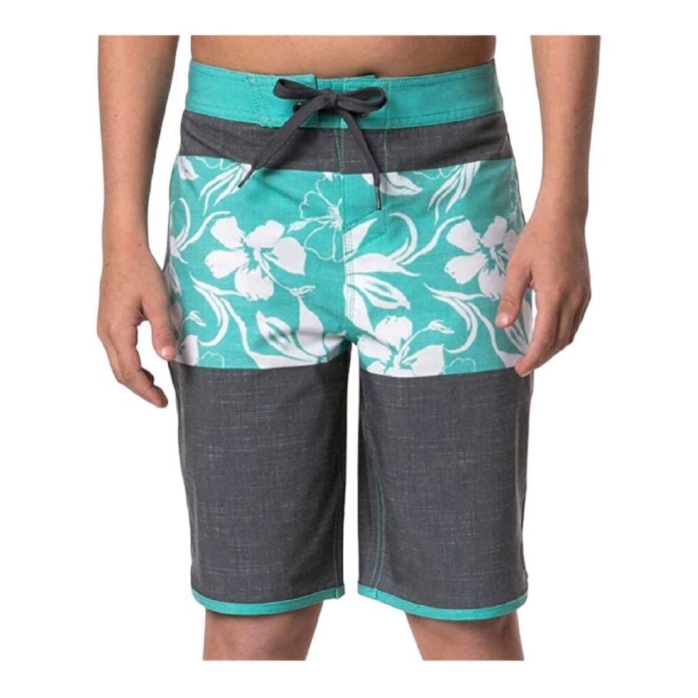 New Youth Boys Hang Ten Floral Hawaiian Print Board Shorts Swim Trunks - L 14/16